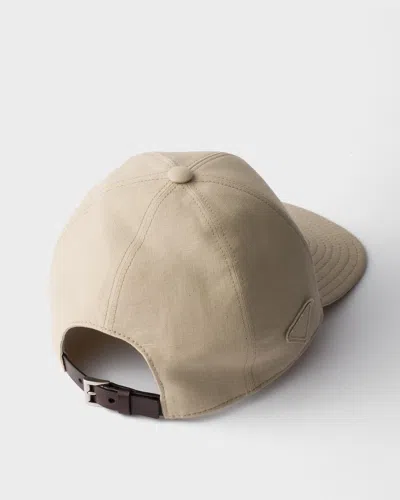 Prada Linen Baseball Cap In Neutral