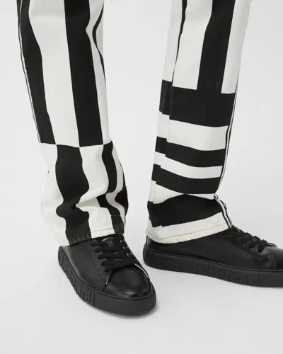 Versace Greca Leather Sneakers In Multi