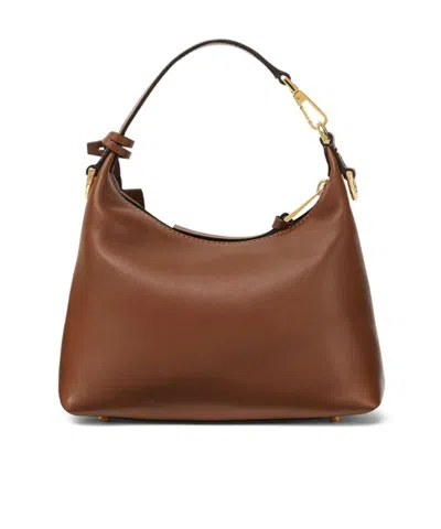 Versace Leather Shoulder Bag In Brown