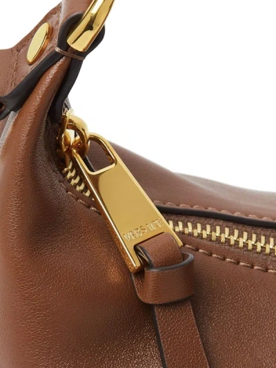 Versace Leather Shoulder Bag In Brown