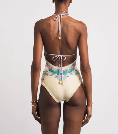 Zimmermann Womens Cream Scarf Floral Indra Crochet-detail One-piece Swimsuit Xs In Multi