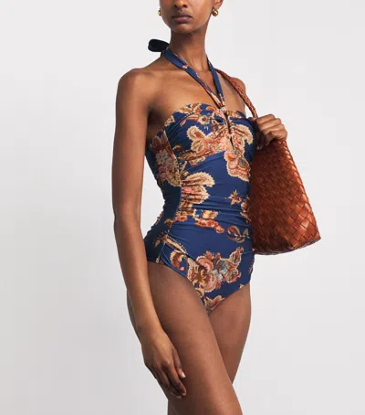 Zimmermann Aster Printed Halterneck Stretch-polyamide Swimsuit In Multi