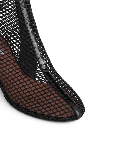 Alaïa Fishnet Patent Leather-trimmed Ankle Boots In Black