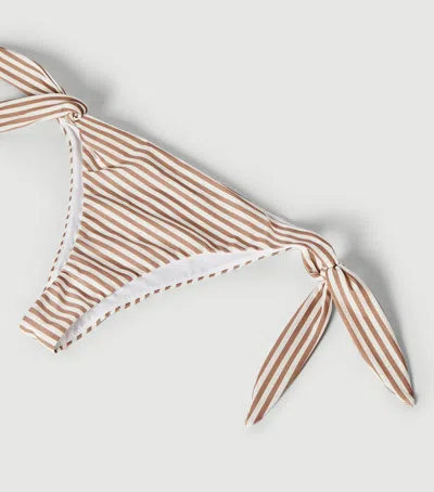Brunello Cucinelli Striped Techno Jersey Bikini Bottoms In Brown