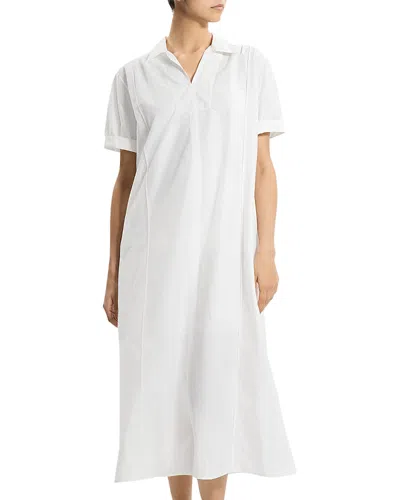 Theory Gathered Easy Pullover Dress In White