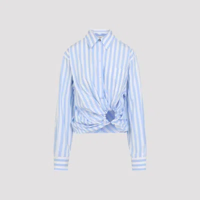 Sportmax Palmizi Striped Knotted Shirt In Blue