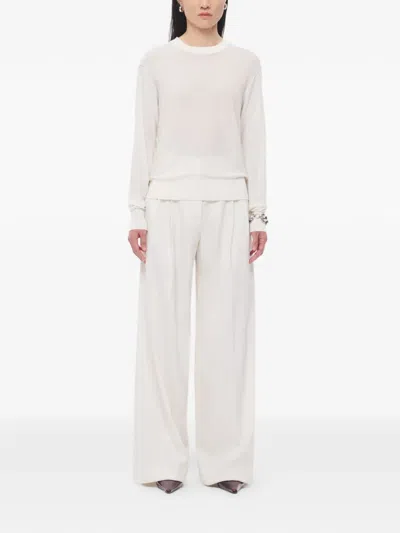 Another Tomorrow Fine-knit Long-sleeve Top In Neutral