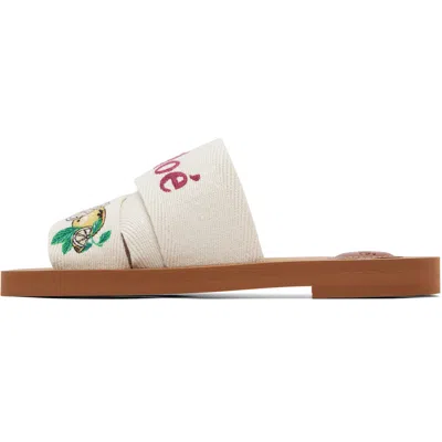 Chloé Mini Ribbons Embroidered Citrus Motif Sandals In White