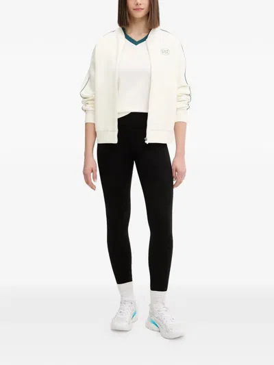 Ea7 Logo-print Zip-up Jacket In White