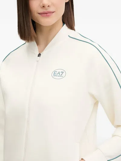 Ea7 Logo-print Zip-up Jacket In White