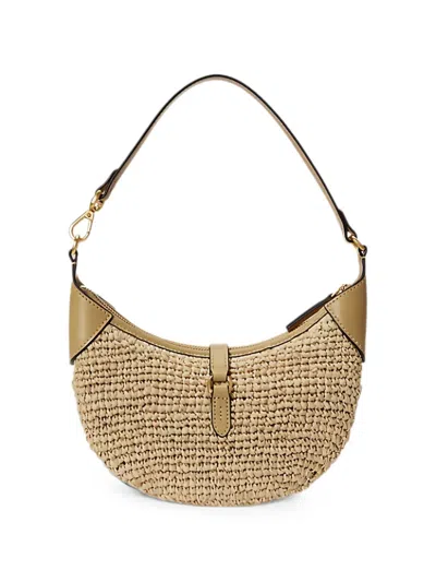 Polo Ralph Lauren Womens Natural Cashmere Polo Id Mini Raffia Shoulder Bag In Sand