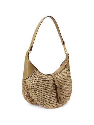 Polo Ralph Lauren Womens Natural Cashmere Polo Id Mini Raffia Shoulder Bag In Sand