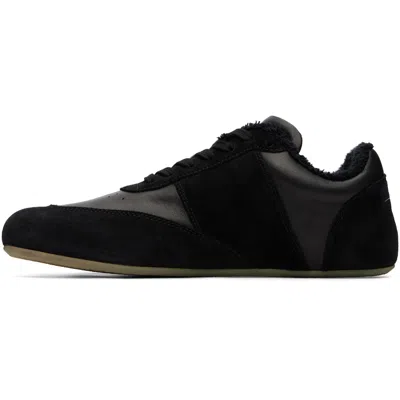 Mm6 Maison Margiela Mm6 By Maison Margiela Contemporary Black Leather And Suede Sneakers With Square Toe