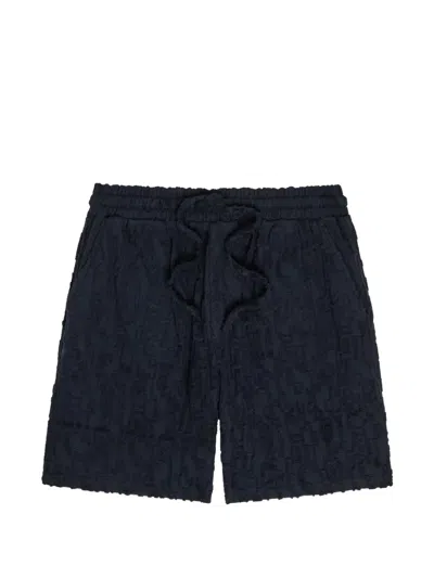 Raith Fausto Flocked-pattern Terry Shorts In Blue