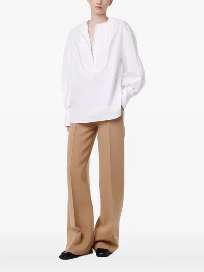 Another Tomorrow Quarter-zip Blouse In White