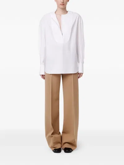 Another Tomorrow Quarter-zip Blouse In White