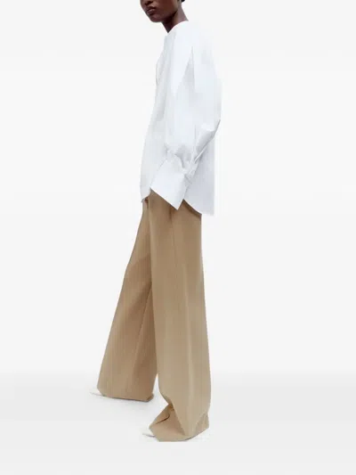 Another Tomorrow Quarter-zip Blouse In White