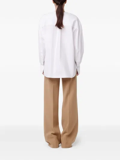 Another Tomorrow Quarter-zip Blouse In White