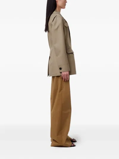 Another Tomorrow Button-front Jacket In Brown