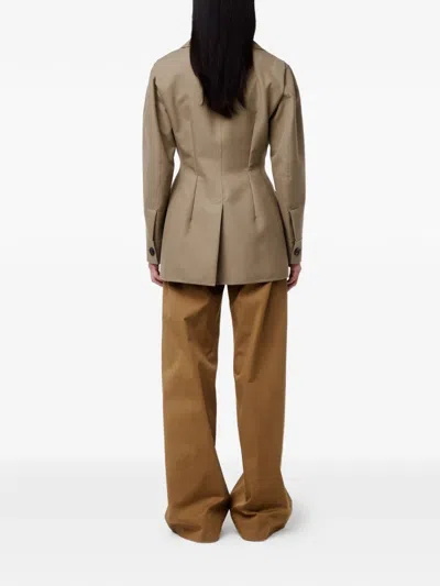Another Tomorrow Button-front Jacket In Brown