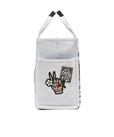 Marc Jacobs The Camp Patchwork Denim Medium Tote Bag In White