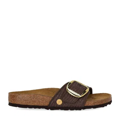 Birkenstock Madrid Raffia Big Buckle Carafe Sandal In Brown