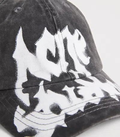 Acne Studios Graffiti Logo Baseball Cap In Gray