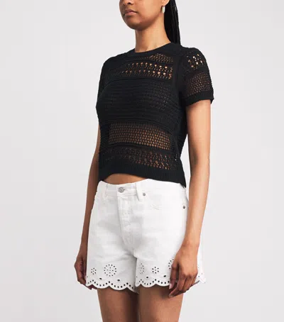Me+em Linear Knit Straight Baby Tee Black In Multi