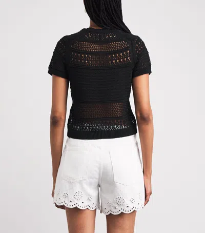 Me+em Linear Knit Straight Baby Tee Black In Multi