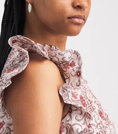 Me+em Cotton In Bloom Floral Print Midi Dress Orange-multi
