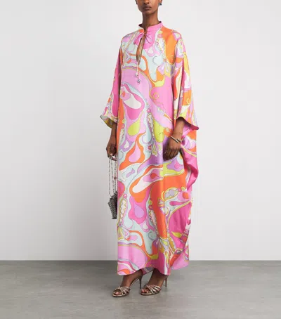 Pucci Silk Printed Kaftan Maxi Dress In Multi