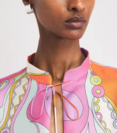 Pucci Silk Printed Kaftan Maxi Dress In Multi