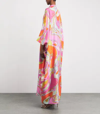 Pucci Silk Printed Kaftan Maxi Dress In Multi