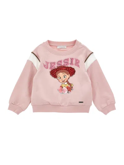 Monnalisa Kids' X Pixar Crystal-embellished Graphic-print Sweatshirt In Pink
