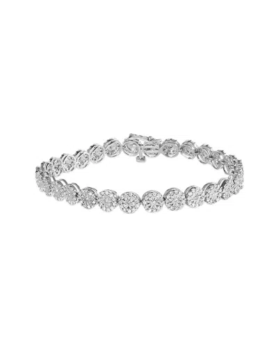 Haus Of Brilliance 14k White Gold 2.00 Cttw Diamond Halo Link Tennis Bracelet In Metallic