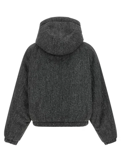 Brunello Cucinelli 'shiny Zipper Pull' Down Jacket In Gray
