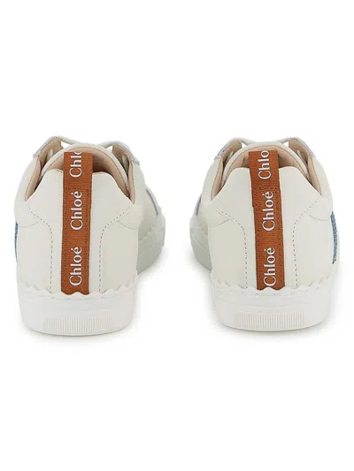 Chloé Kids Logo Scalloped Leather Sneakers In White