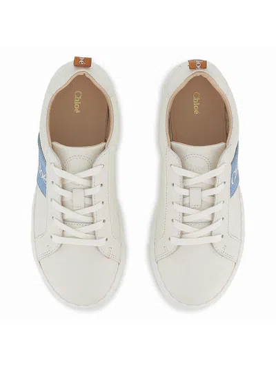 Chloé Kids Logo Scalloped Leather Sneakers In White