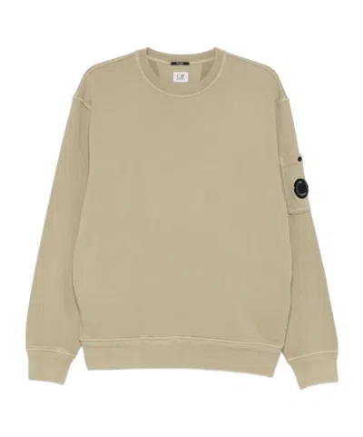 C.p. Company C.p.company Crew Neck Sweatshirt With Logo Patch In Brown