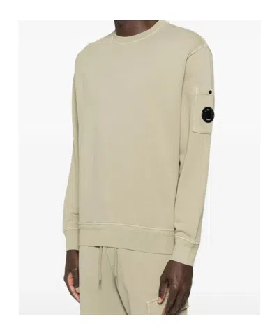 C.p. Company C.p.company Crew Neck Sweatshirt With Logo Patch In Brown