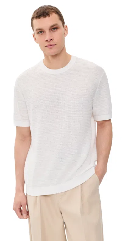 Theory Kolben Pacific Short Sleeve Textured Knit Sweater In White