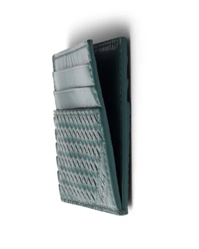 Prada Leather Card Holder In Blue
