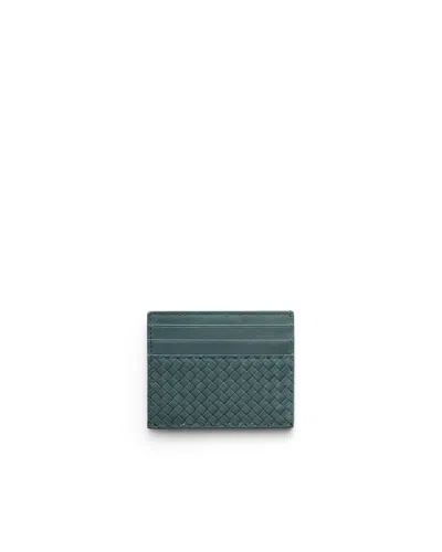 Prada Leather Card Holder In Blue