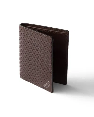 Prada Leather Wallet In Brown