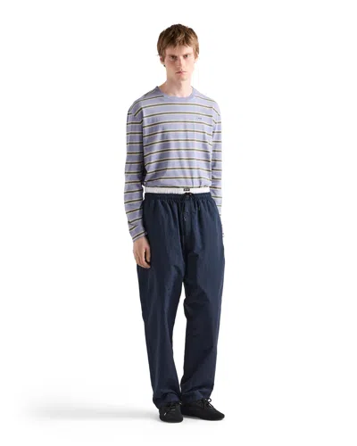 Prada Linen-blend Pants In Blue