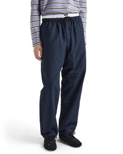 Prada Linen-blend Pants In Blue