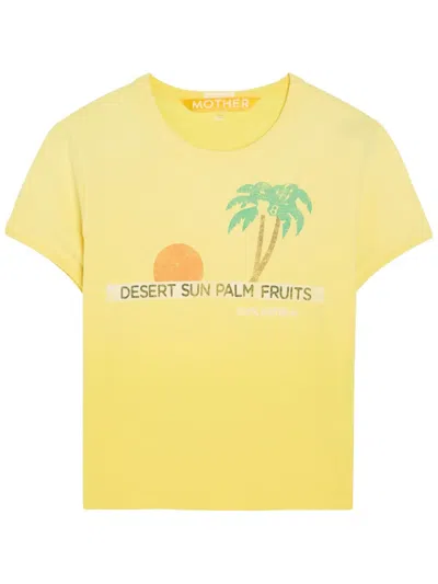 Mother Womens Desert Sun Palm The Itty Bitty Ringer Graphic-print Cotton T-shirt Xs In Yellow