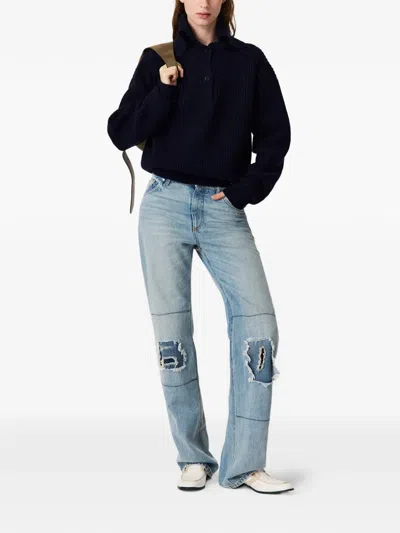 Stella Mccartney Distressed Patchwork Jeans In Blue
