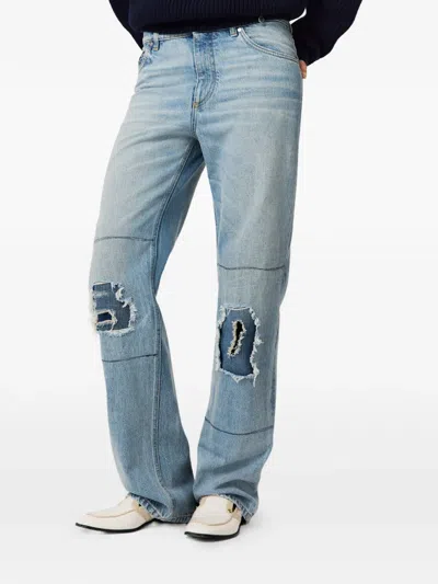Stella Mccartney Distressed Patchwork Jeans In Blue