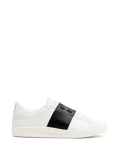 Valentino Garavani Minimalist Leather Sneakers With Contrasting Stripe Detail And Vlogo Signature In White